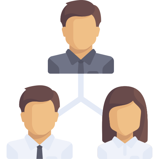 Icon eines Netzwerks mit Personen-Symbolen, steht für Austausch und Vernetzung.